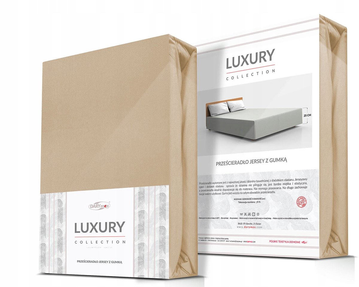 Jersey hoeslaken met elastiek 90x200cm Beige, Max. Hoogte matras 25cm