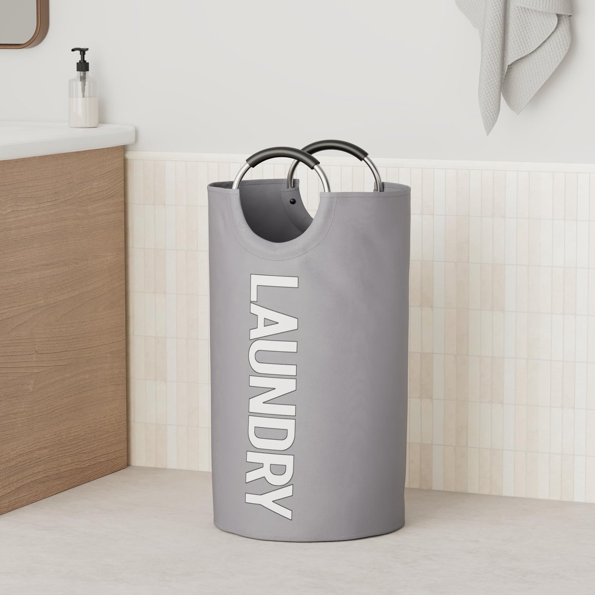 Ibenzoa® Ruime opvouwbare wasmand met handvatten en waterdichte voering