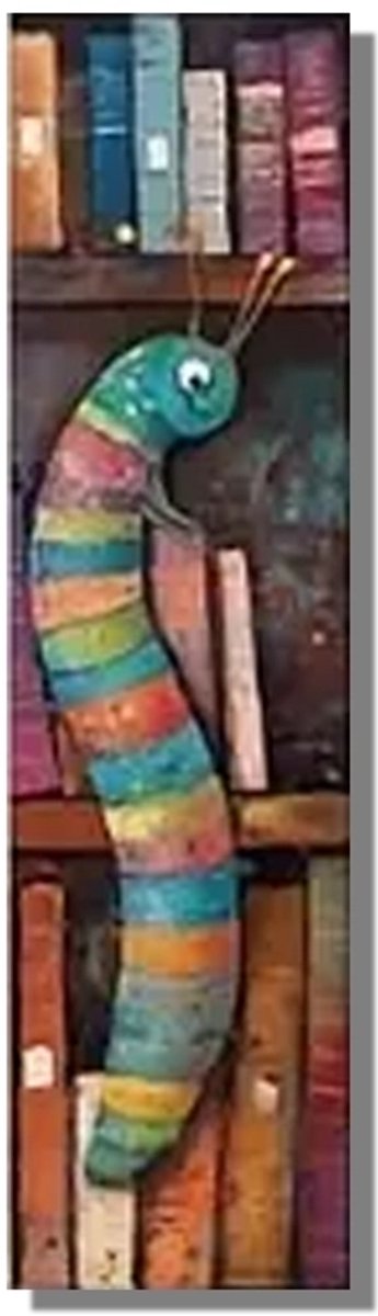 Boekenlegger Boekenwurm – Bladwijzer - Dubbelzijdig – 15 × 4 cm – Stevig karton
