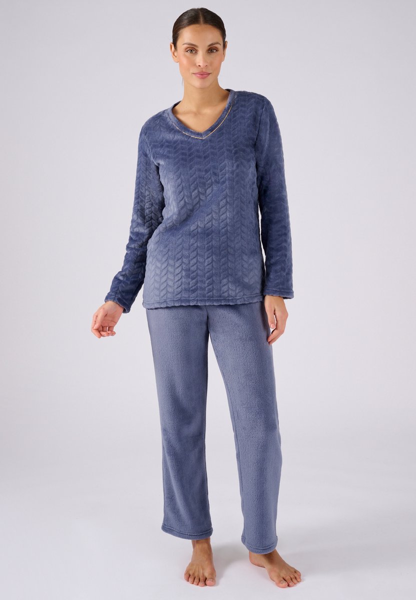 Damart Thermolactyl pyjama van getextureerd breisel - Dames - Blauw - 38-40 (S)