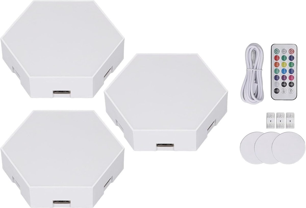 Modulaire RGB LED Wandlampen - Zeshoekige Aanraakgevoelige Wandlampen met USB Voeding voor Creatieve Verlichting