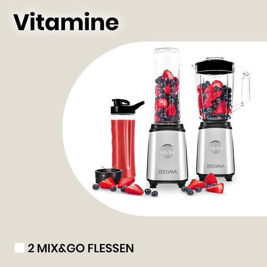Multifunctionele 4-in-1 blender met 1050W, 1 liter kan en 2 sportflessen - Elektrische juicer, koffiemolen en smoothiemaker van Merkloos — afbeelding 4