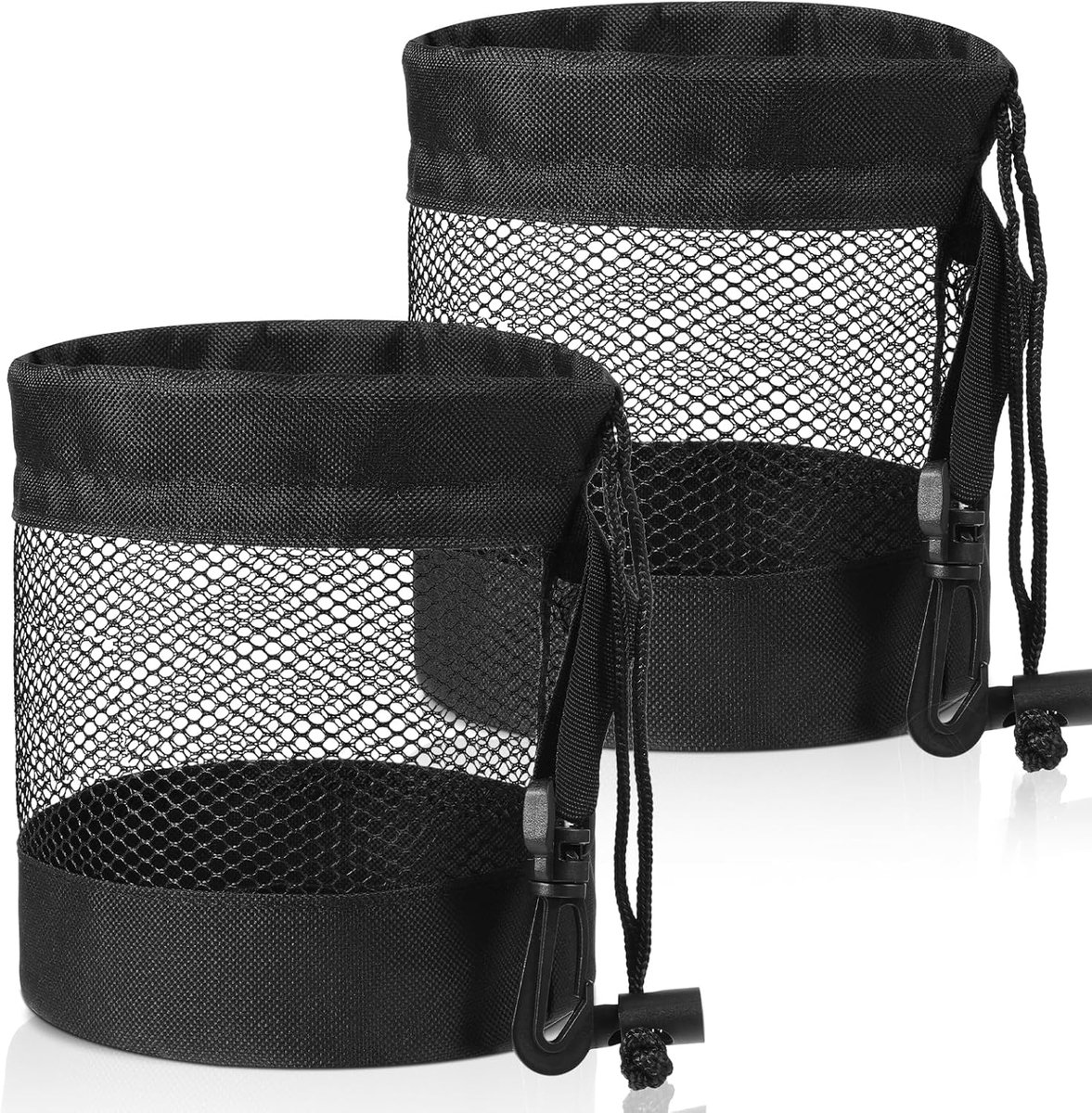 2 stuks golfbal opbergzakken, mesh golftas, nylon golftas, ademend trekkoord, golftas, organizer voor biljartballen, tennisballen en kinderspeelgoed (zwart)