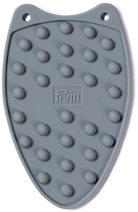Grijze strijkplank voor strijkijzer met nopjes en Prym logo.