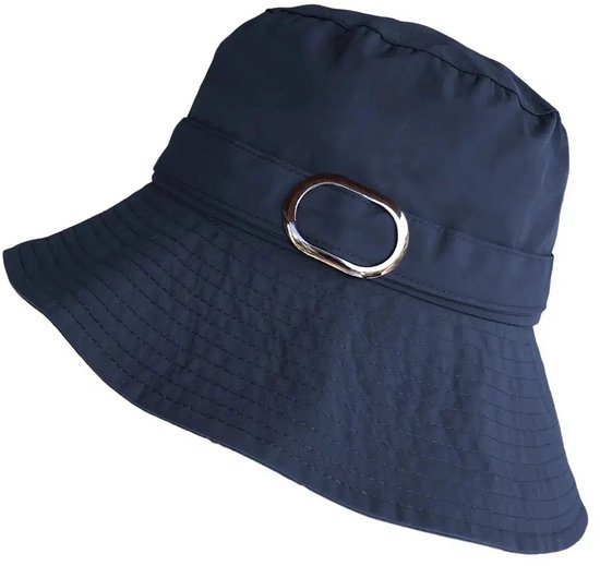 Chapeau de pluie Southwester pour femme, bob ajustable 100 % nylon, Storm Sou'wester House of Ord Cape Town - Taille : ML : 58 cm - Blauw marine