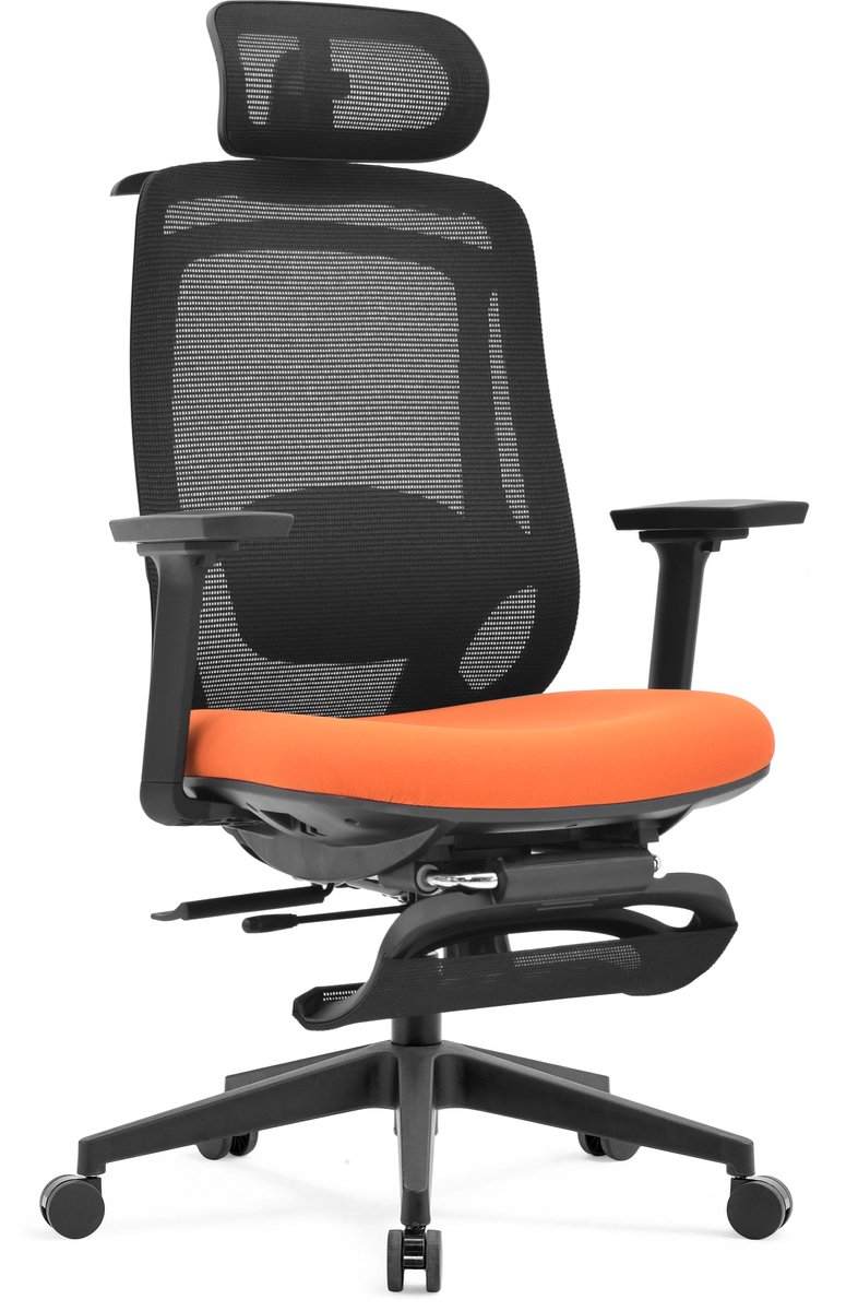 Ergonomische Bureaustoel Met Voetsteun Zwart/Oranje Ergolis® - Office Chair - Tot 150 kg - Game Stoel - Gaming Stoel - Kantoor Stoel