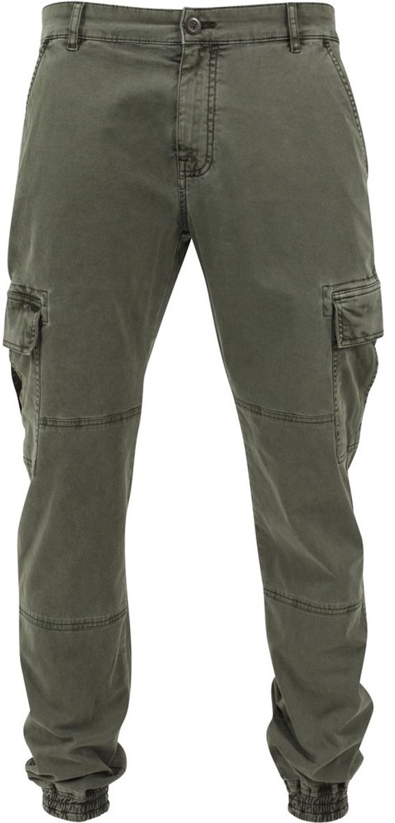 Urban Classics Washed Cargo Twill Heren joggingbroek Taille 31 inch Groen