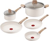 Tefal Cera Bright ON - Keramische Pannenset - 5-delig - Beige - PFAS-vrij - Geschikt voor Inductie