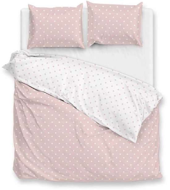 Zohome Dekbedovertrek Punta Di Cotone - Roze - Lits-jumeaux - Dekbedhoes van 100% Katoen - Punten - 240x220 + 2 slopen 60/70 cm