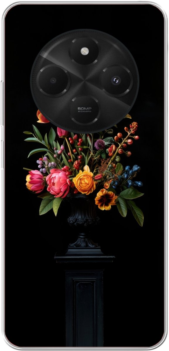 Telefoonhoesje Geschikt voor Xiaomi Geschikt voor Poco C75 hoesje - Tulpen - Bessen - Boeket - Vaas - Siliconen Telefoonhoesje Telefoonhoesje