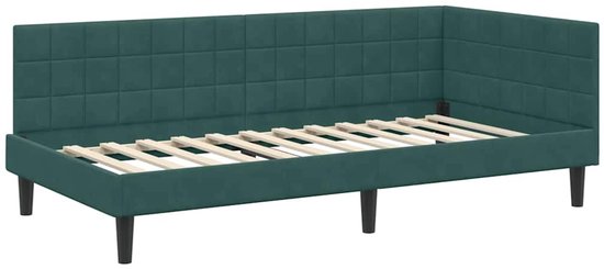 vidaXL Hoekbedframe met hoofdeinde Donkergrijs 90 cm x 200 cm Fluweel