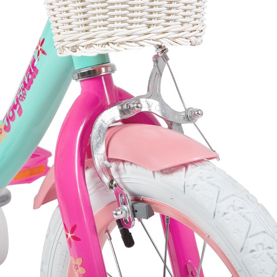 Joystar Unicorn Kinderfiets voor Meisjes - 18 Inch - Mand - Zijwieltjes - Bel - Handrem - Groen - Geschikt voor buitenactiviteiten in de lente van JOYSTAR — afbeelding 5