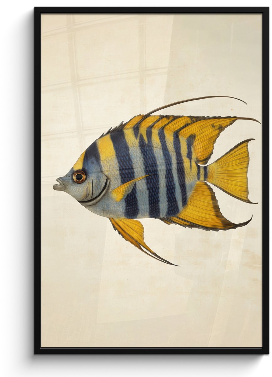 FrameYourWall Poster in lijst - Fotolijst 80x120 cm - Posters - Vis - Sierlijk - Vinnen - Illustratie - Posterlijst zwart - Decoratie - Wanddecoratie woonkamer - Muurdecoratie slaapkamer