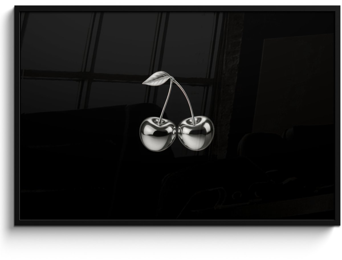 FrameYourWall Poster in lijst - Fotolijst 120x80 cm - Posters - Kers - Luxueus - Metallic - Posterlijst zwart - Decoratie - Wanddecoratie woonkamer - Muurdecoratie slaapkamer