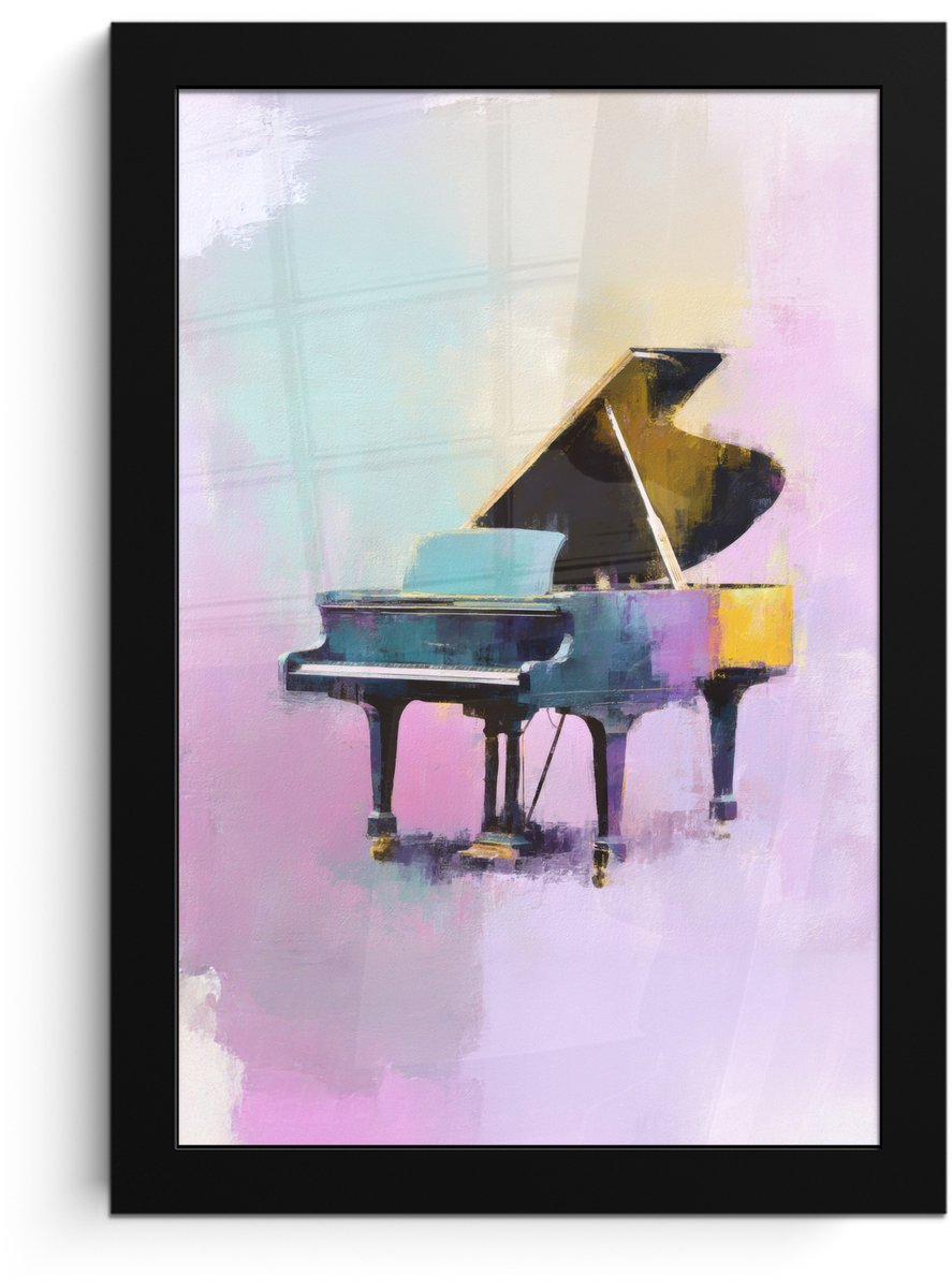 FrameYourWall Poster in lijst - Fotolijst 20x30 cm - Posters - Piano - Pastel - Elegant - Dromerig - Posterlijst zwart - Decoratie - Wanddecoratie woonkamer - Muurdecoratie slaapkamer