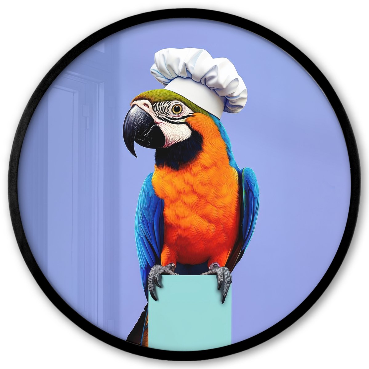 FrameYourWall Poster in lijst Rond - Fotolijst 40x40 cm - Posters - Papegaai - Koksmuts - Vogel - Leuk - Ronde posterlijst zwart - Decoratie - Wanddecoratie woonkamer - Muurdecoratie slaapkamer Koksmuts - Papegaai
