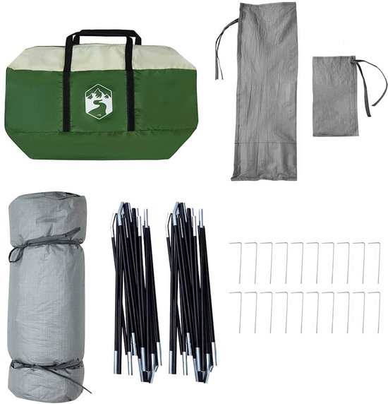 vidaXL - Binnentent - met - dak - met - opslag - Groen - 520 - x - 520 - x - 190 - cm - taft van Vidaxl — afbeelding 5