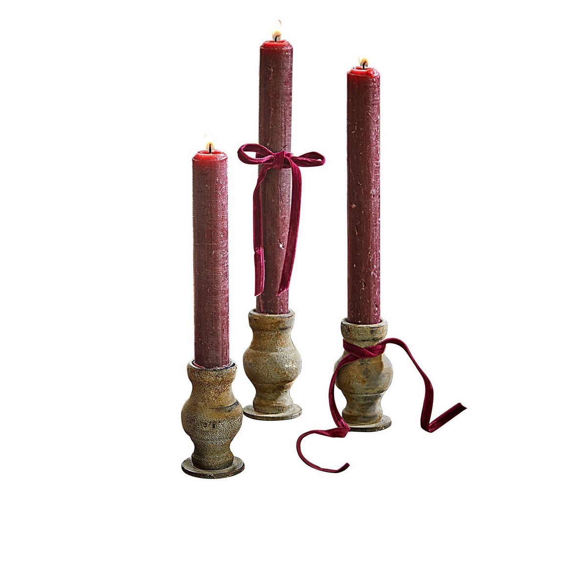Loberon Kaarsenhouder set van 3 Seranda antiekbruin
