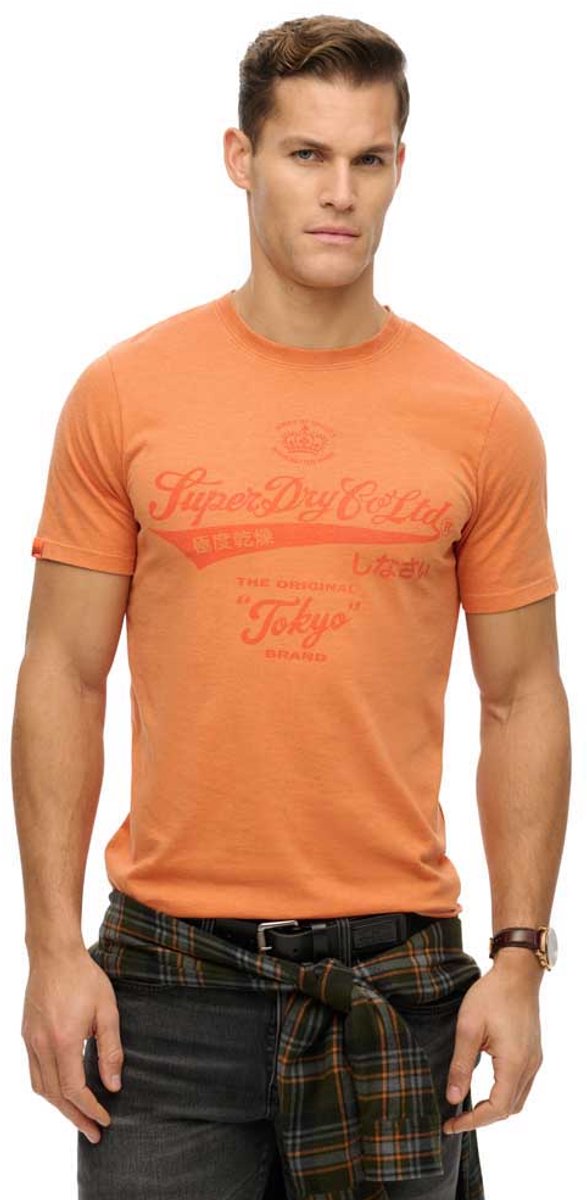 Superdry Workwear Washed T-shirt met relaxte pasvorm Heren T-shirts Oranje