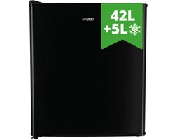 BREND BR-2241 Mini Koelkast met Vriesvak - 42 + 5 Liter - Koelvriescombinatie - Ledverlichting - Zwart - Ideaal voor Kantoor, Camping en Slaapkamer