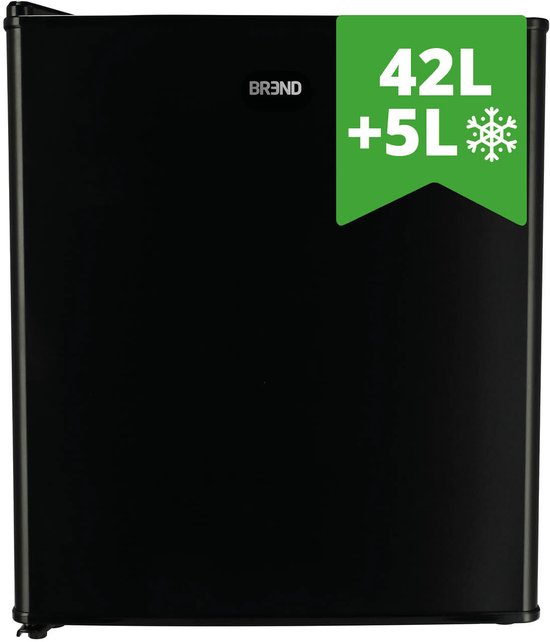 BREND BR-2241 Mini Koelkast met Vriesvak - 42 + 5 Liter - Koelvriescombinatie - Ledverlichting - Zwart - Ideaal voor Kantoor, Camping en Slaapkamer
