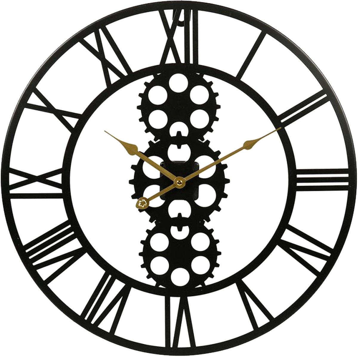 Ostaria Wandklok/muur klok - open uurwerk - D50 cm - metaal - zwart - woonkamer/keuken