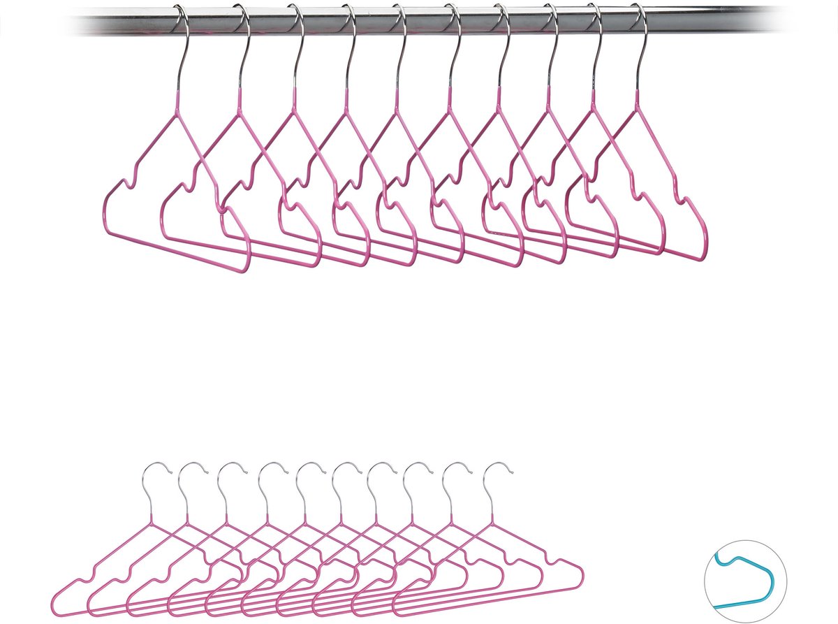 40 x kinderkledinghanger - draad - kledinghanger kind - PVC coating - roze