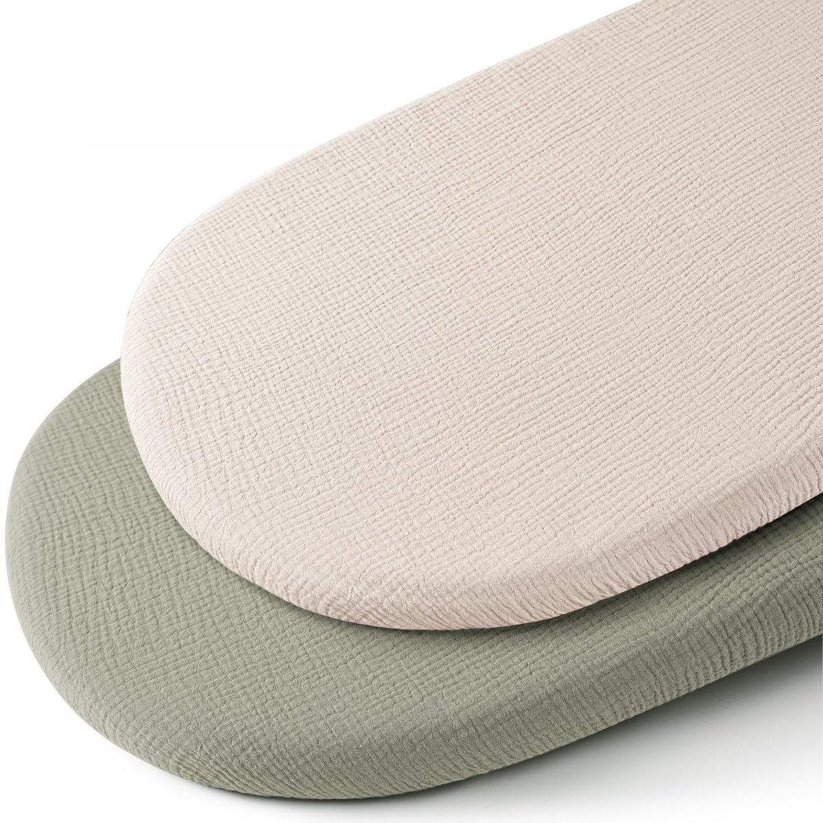 Image of 2 Stuks - Hydrofiele Baby Hoeslaken Wieg - Kinderwagen matras - Kaki en groen - 80x40 cm - Aankleedkussenhoes