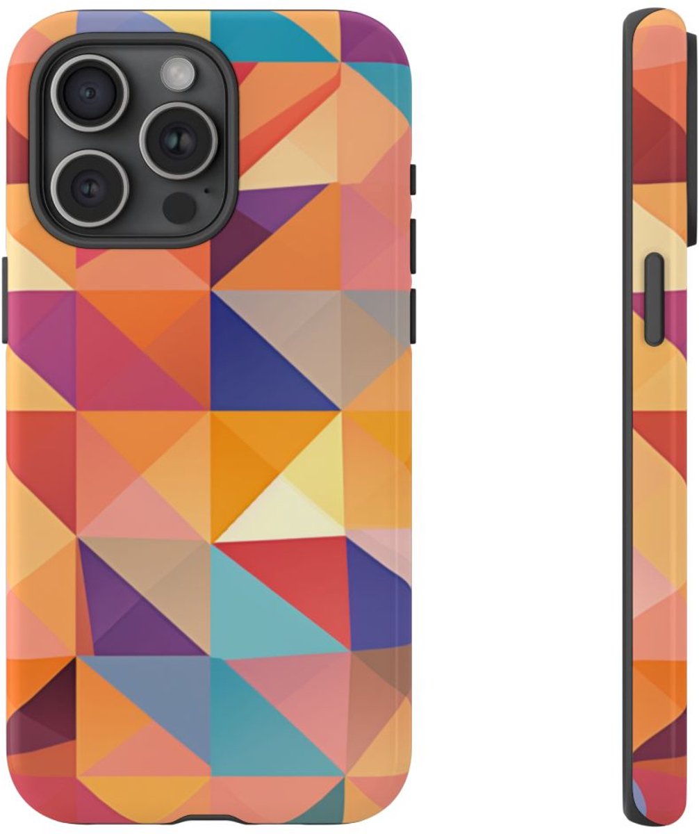 Kleurrijk Geometrisch Hoekpatroon – Telefoonhoesje Geschikt voor iPhone 15 Pro Max