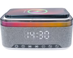 Denver Wekker met Draadloze Oplader - White Noise Machine - Digitale Wekker - Bluetooth - FM Radio - Dubbel Alarm - Dimmer - CRQ225