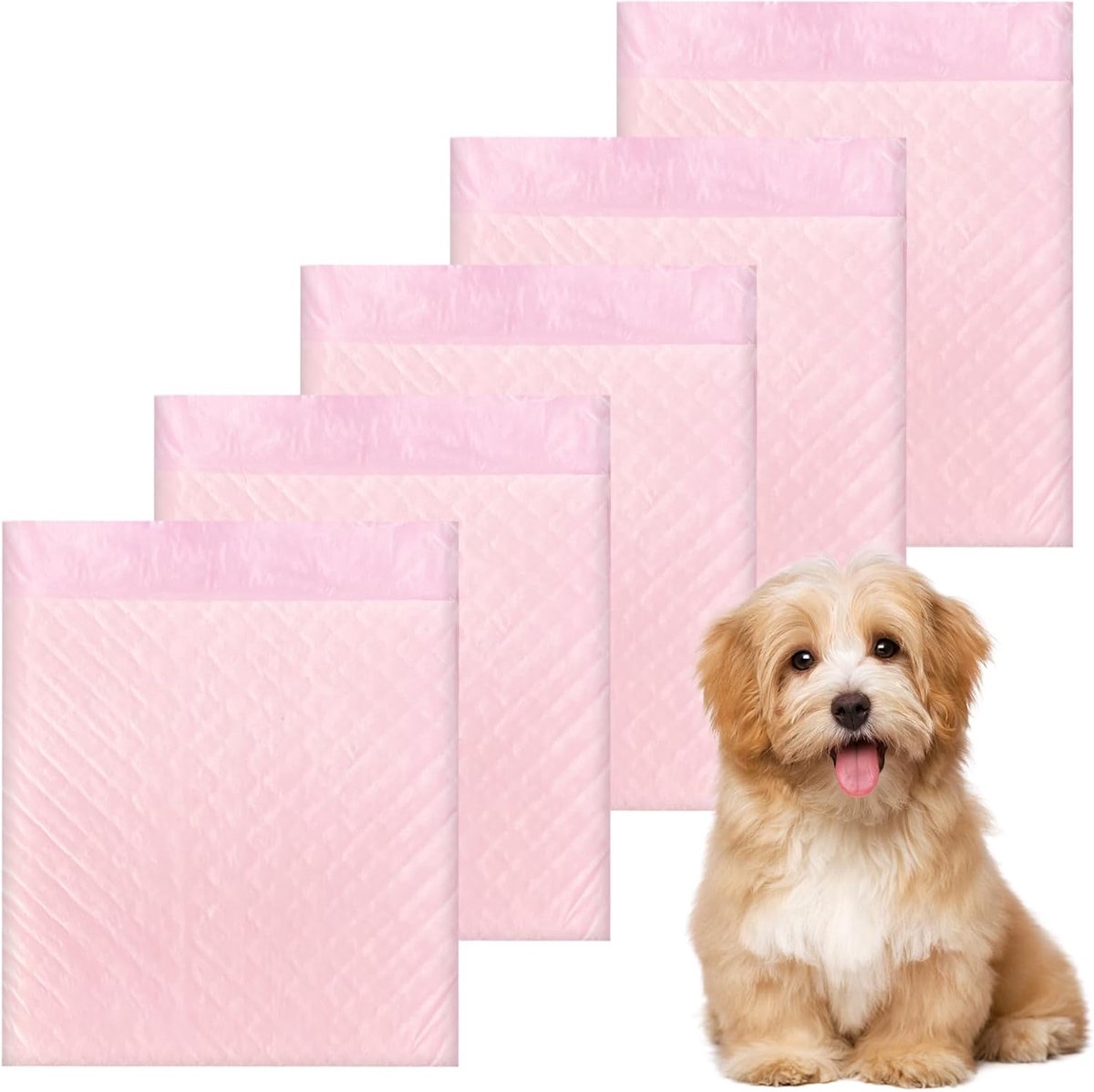 Incontinentie-inleggers voor huisdieren voor zindelijkheidstraining of urineren, 61 x 61 cm, 5-laags, lekvrij en snel drogend, 50 stuks roze incontinentie-inleggers, geschikt voor volwassen honden, puppy's en katten