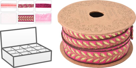 Cadeaulint, lichtroze, 15 mm x 15 m, stoffen lint