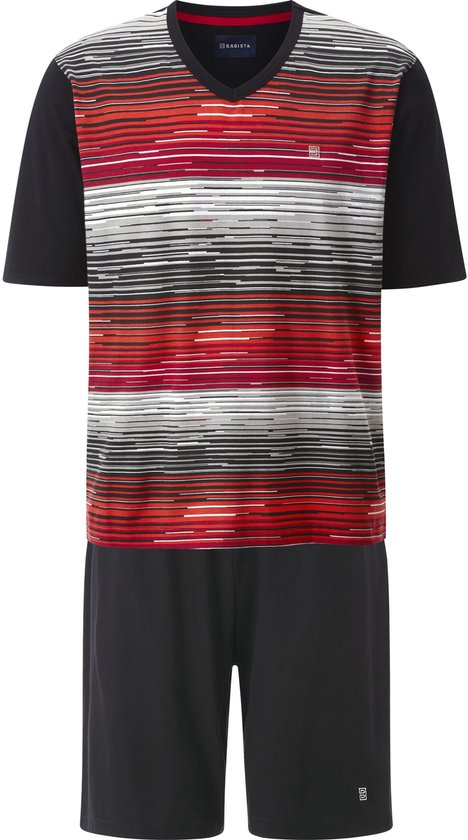Pyjamaset met korte mouwen voor heren - 2-delige pyjamaset van zacht en ademend katoen, ronde hals, korte mouwen, geruit, casual loungewear
