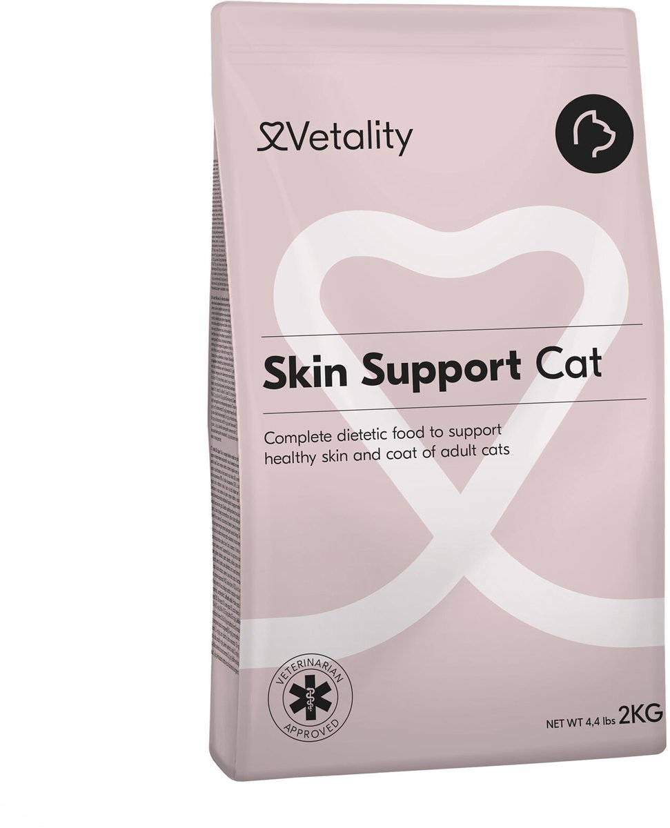Vetality Vetality Kattenvoer Skin Support - 2 kg - Kattenvoer Droogvoer - Ondersteunt Huid en Immuunsysteem - Bij Huidproblemen en Haaruitval