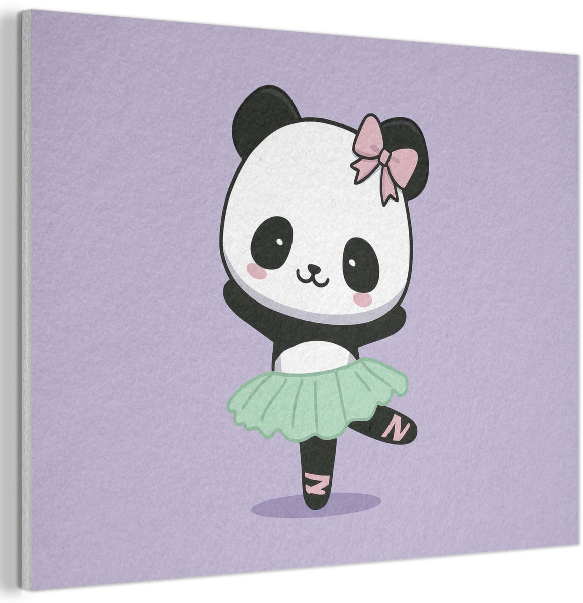 Akoestisch wandpaneel 70x50 cm - Vilt schilderij Panda - Paars - Sierlijk - Kawaii - Akoestische panelen - Geluidsdempende wanddecoratie - Geluidsisolatie woonkamer - Muurdecoratie geluidspanelen