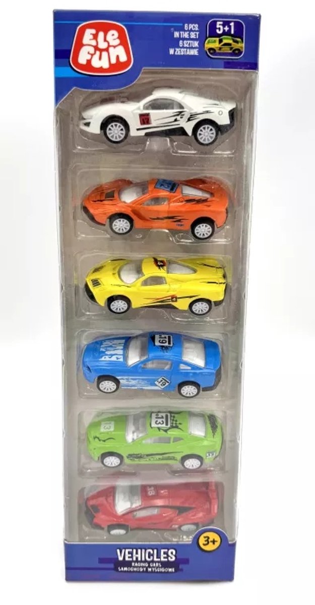 Elefun Raceauto Set - 6 Stuks - 3+ Jaar