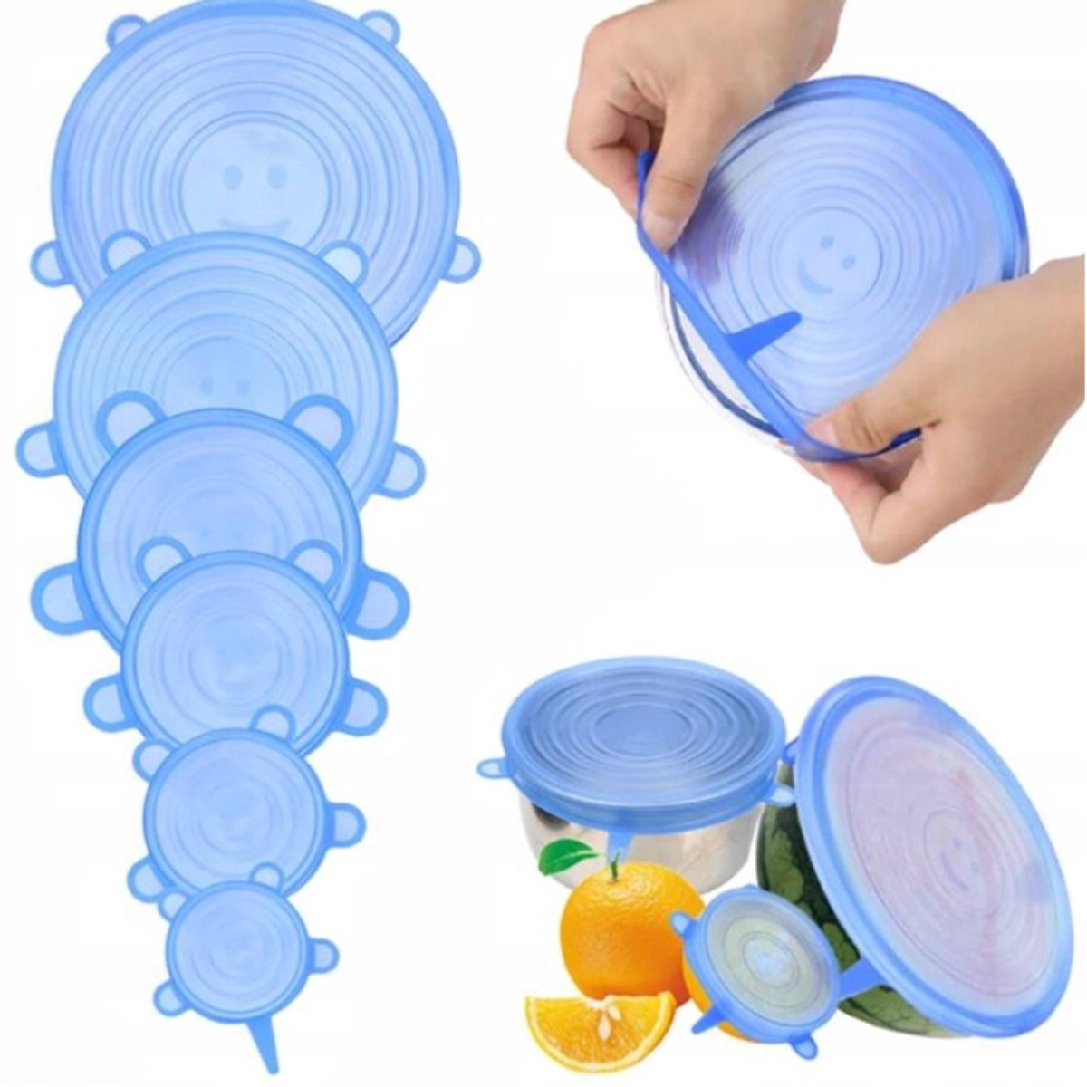 Universele Siliconen Deksel Set (6 Stuks) - Lekvrij & Flexibel