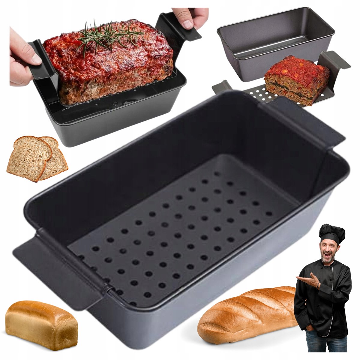 Stevige Broodvorm met Bakplaat 31x11,5cm Koolstofstaal