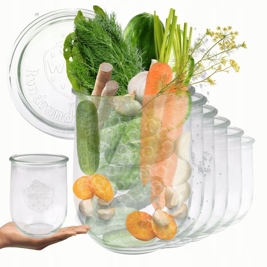 Set van 24 Weck bekers 290ml hoog, 1/5L potten met 24 glazen - Hier kopen