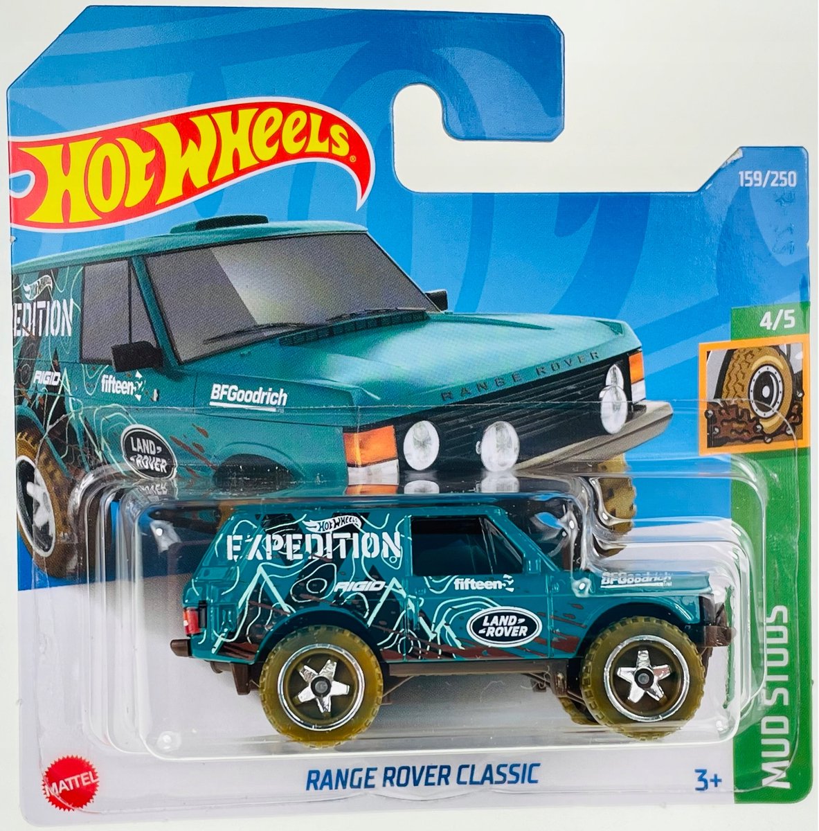 Hot Wheels Range Rover Classic Mud Studs 1:64 - Blauw/Bruin