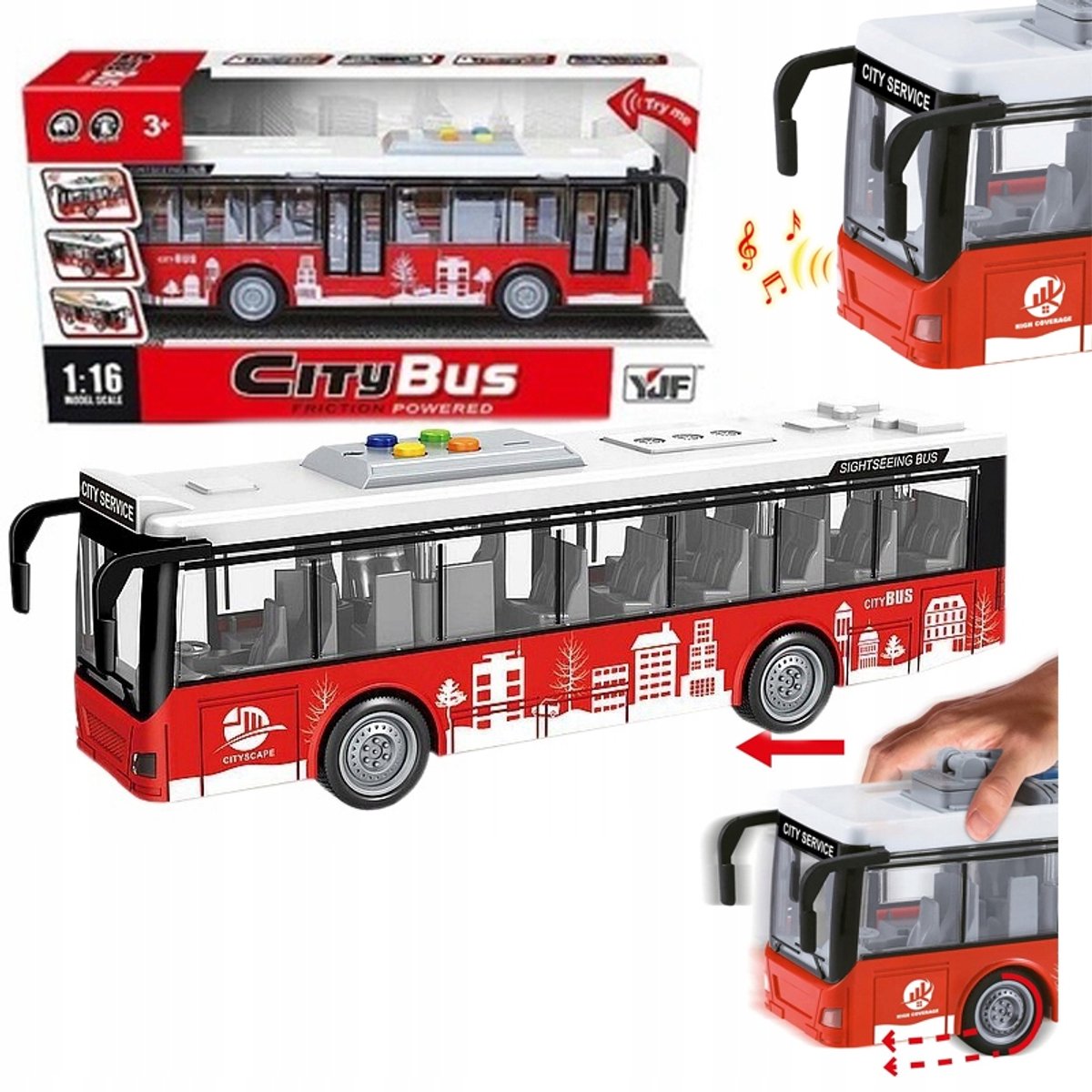 Rode Stadsbus met Licht en Geluid - 27cm