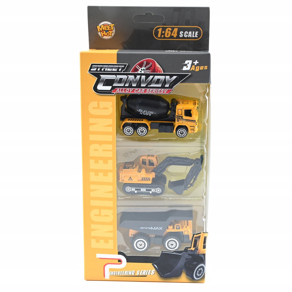 Bouwvoertuigen Set 3 Metalen Auto's, 7cm