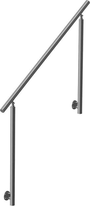 Leuning voor binnen- en buitentrappen, U-vormige, metalen balustrade, U-vormige trapleuning, balkonleuning, zwart, 110 cm