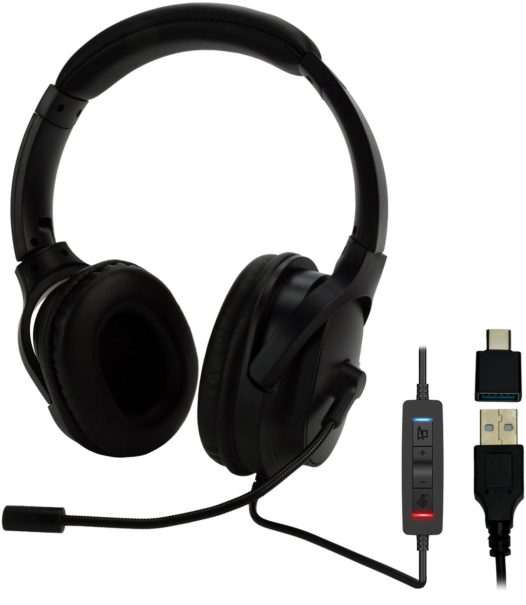 MCL MK1A99AZZZCSQMUSB hoofdtelefoon/headset Bedraad Hoofdband Business/Everyday USB Type-C / USB Type-A Zwart