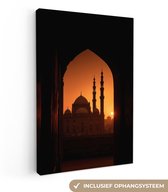 Tableau sur toile 80x120 cm - Décoration murale exclusive Mosquée - Ciel Oranje - Islamique - Décoration murale salon - Décoration chambre à coucher - Accessoires de chambre - Peintures sur toile