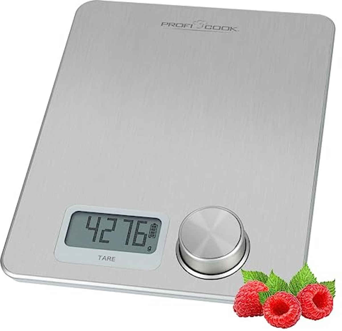 Küchenwaage Edelstahl 5000g - Kinetische Batterielose Waage mit LCD Display