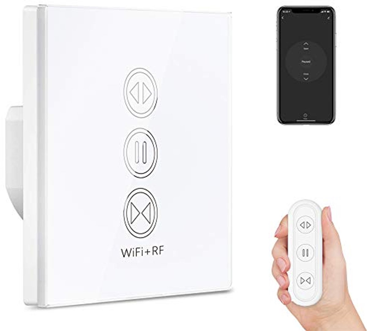 Wifi Slimme Jaloezie Schakelaar met Afstandsbediening en Rolluiktimer - Compatibel met Goo