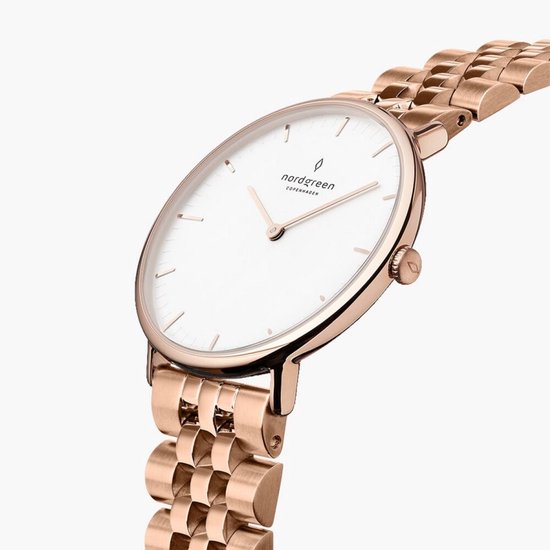 JewelryWe Dameshorloge elegant analoog kwarts polshorloge dames klein eenvoudig casual horloge gesp horloge met metalen armband roségoud/zilver, Strass - groen/roségoud