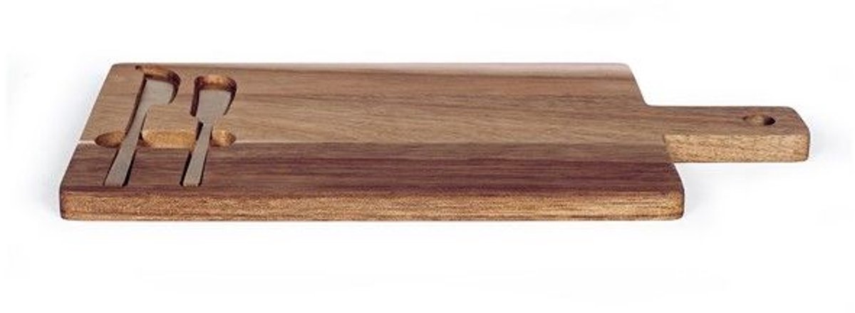 Kaasplank - LIVOO - MEC138 - FSC acaciahout - 38 x 20 cm - 2 magnetische messen