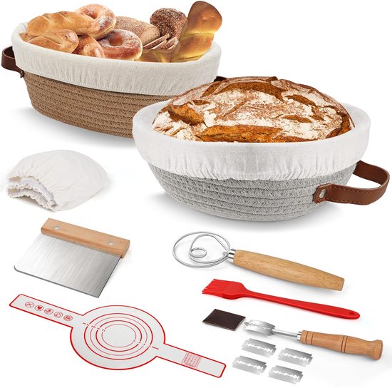 DYYEUAVT Brood Proofing Mand Rotan Brood Proofing Mand Ovale Rotan Rieten Deeg Fermentatie Zuurdesem Brood Mand voor Professionele en Thuis Bakkers ( Rond 13X6